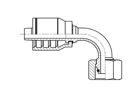 F2-0414-DHFS90 Din Heavy Female With Swivel 90° Bend