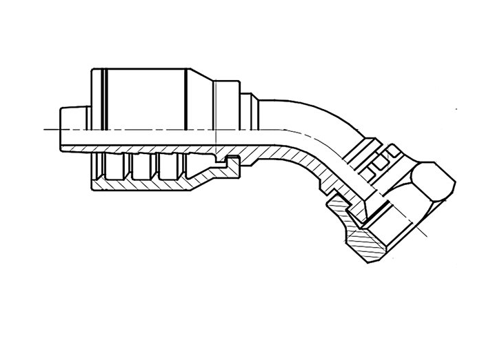 F2-0606-JFS45M JIC Female with Swivel and 45° Medium Bend