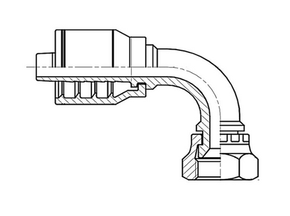 F2-0414-KFS90 Komatsu Female With Swivel 90° Bend