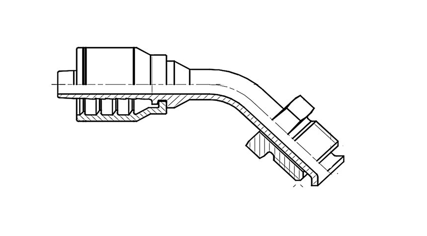 F2-0604-MIS45 Male Inverted Swivel with 45° Bend