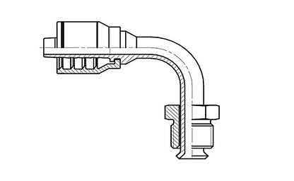 F2-0606-MIS90 Male Inverted Swivel with 90° Bend