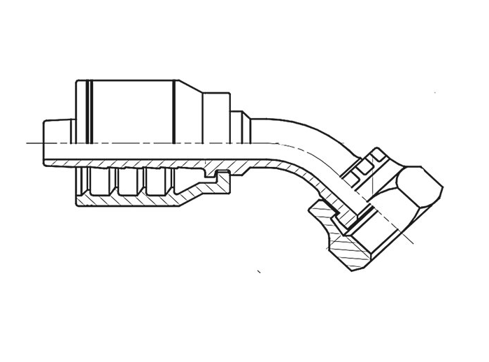 F2-0606-OFS45M O-Ring Female with Swivel and 45° Medium Bend