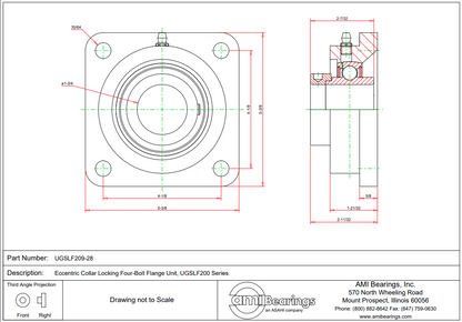 UGSLF209-28 - 1-3/4 ECCENTRIC COLLAR 4-BOLT FLANGE