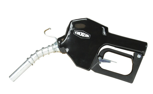 Dixon Farm and Consumer Gasoline Nozzle with Safety Valve | UL Listed | 3/4" NPT Inlet | 13/16" Spout Outlet | Black Scuff Guard | Aluminum